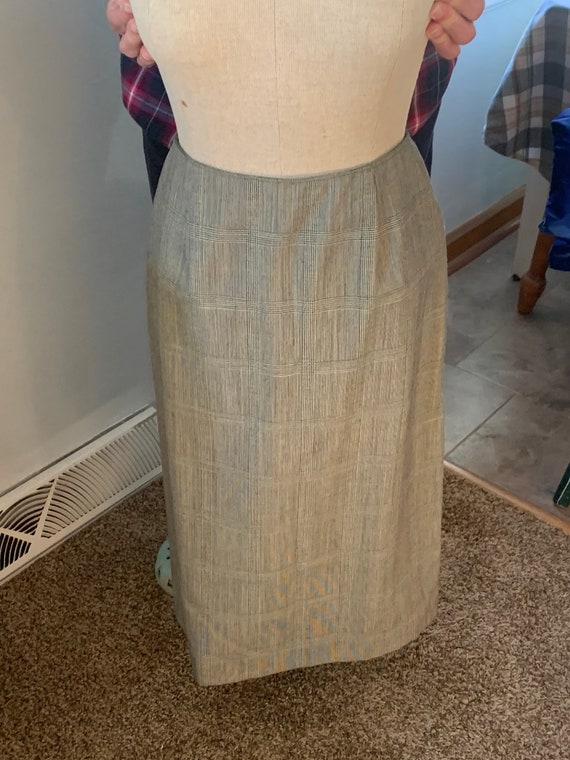 Vintage Glen Check Wool Pencil Skirt 1960s