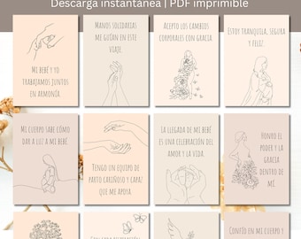 ESPAÑOL 32 Tarjetas Imprimibles de Afirmación de Nacimiento, Descarga Digital, Citas Positivas de Nacimiento, Afirmación de Nacimiento, Afirmaciones de Embarazo