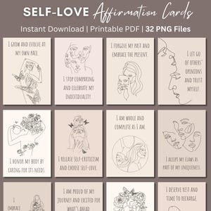 32 tägliche Affirmation druckbare Karten, Selbstliebe Affirmation Deck, Positivitätskarten, Manifestationskarten, Vision Board Printables, PDF, PNG