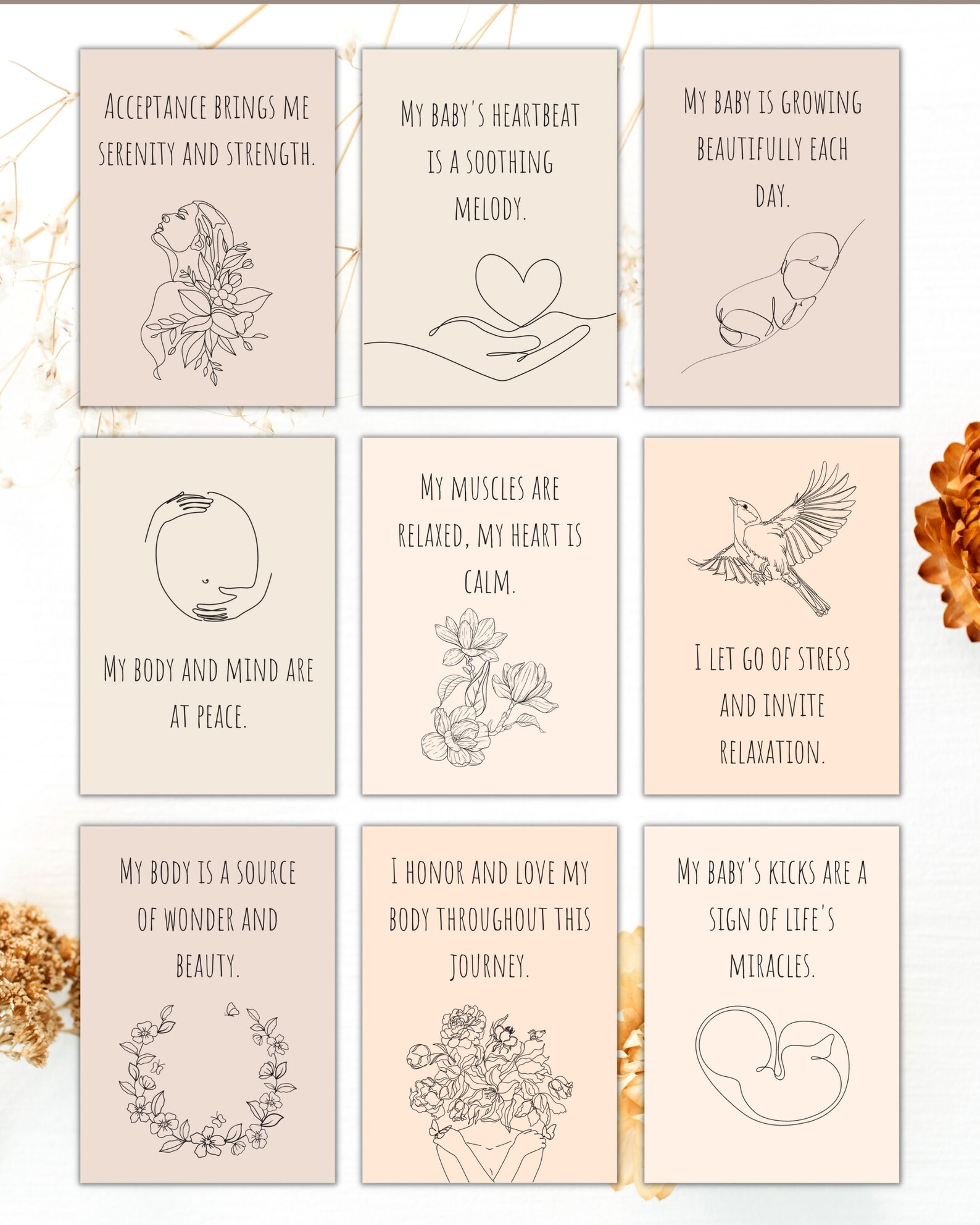 32 Birth Affirmation Printable Cards, Digital Download, Positive Birth ...