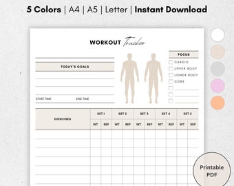 Workout Tracker: Daily Exercise Planner (Printable PDF)