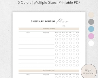 Skincare Routine Planner Printable: Beauty Tracker (A4, A5, Letter PDF)