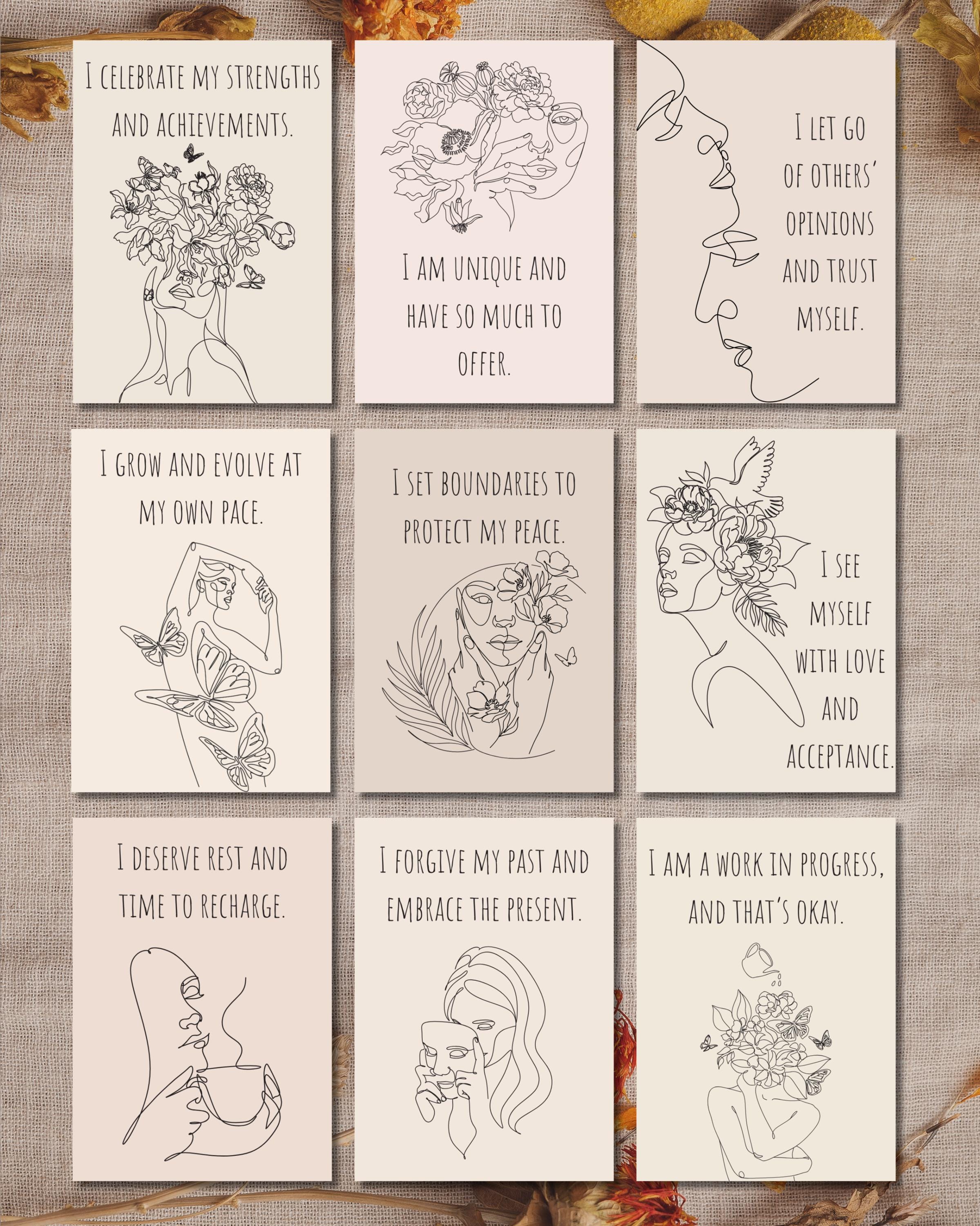 32 Daily Affirmation Printable Cards, Self Love Affirmation Deck ...