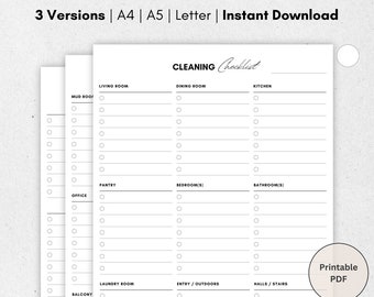 House Cleaning Checklist Printable: Cleaning Schedule (A4, A5, Letter PDF)