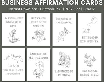 32 Business Affirmation Cards: Entrepreneur Growth Tools (PDF, PNG)