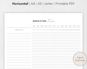 Registro mensual de medicamentos imprimible: A4, A5, Carta (PDF)