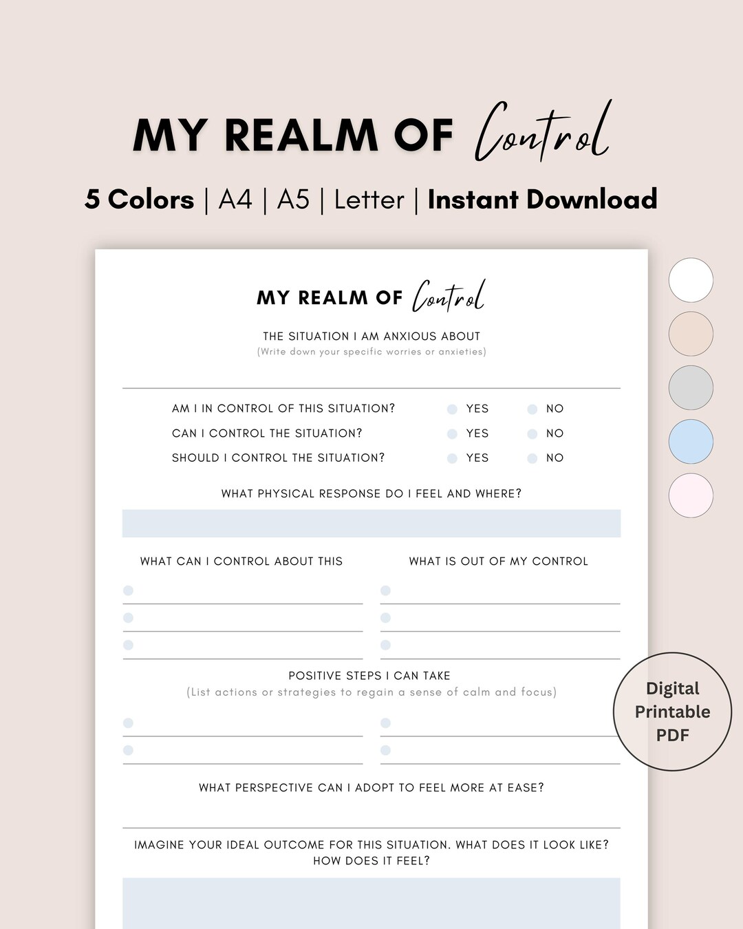 My Realm of Control Planner Printable, Things I Cannot Control ...