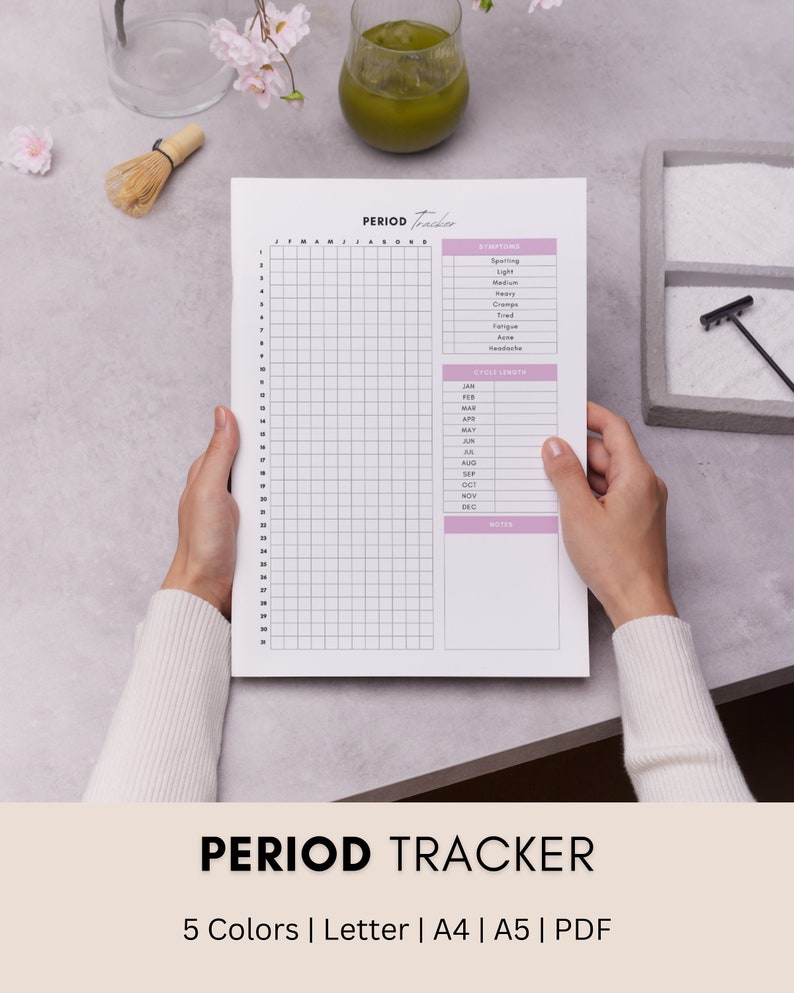 Printable Period Tracker, Symptom Tracker, Period Journal, Yearly ...