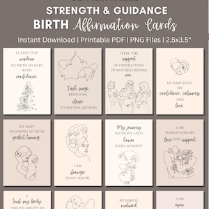 32 Anleitung Geburtsaffirmation druckbare Karten, Hypnobirth Werkzeuge, Positive Geburt Zitate, digitaler Download, Schwangerschaft Affirmationen, PDF, PNG