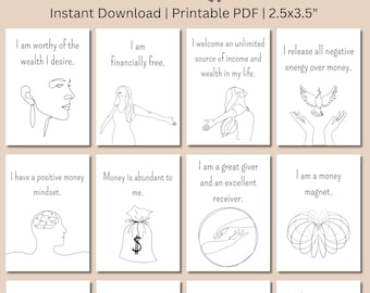 Money Affirmation Cards Printable, Abundance and Wealth Affirmation Cards, Money Mindset Cards, Prosperity Manifestation, Instant Download