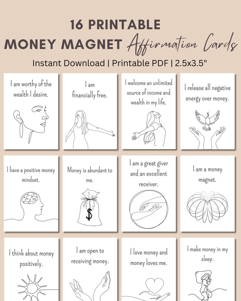 Money Affirmation Cards Printable, Abundance and Wealth Affirmation ...