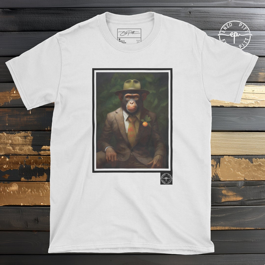 Fashionable Monkey Tee Shirt, Fur in Suit Anthropomorphic Tshirt, Human ...