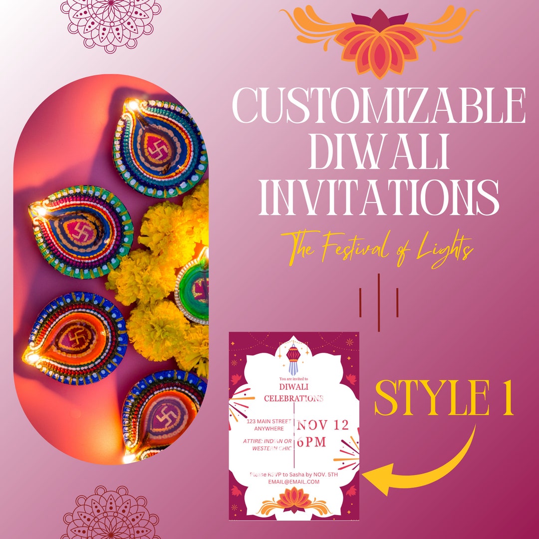 Diwali Dinner Invitation Diwali Menu Digital Invite Etsy