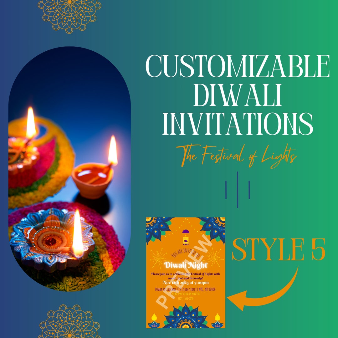 Diwali Dinner Invitation Diwali Menu Digital Invite Etsy