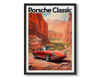 Classic Porsche 911E Poster, Car Art Print, Bedroom, Lounge, Wall Art, Home Decor, Gift, Framed, 50 x 70 40 x 50 30 x 40cm