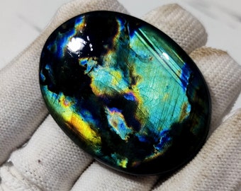 Natural spectrolite Labradorite ring, Oval Shape 35x30x6 MM Rainbow color Natural Gemstone, For Making Jewelry, Cabochons For Sale, 60 Ct.