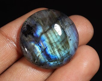 Pièce de monnaie naturelle multi-labradorite 30 x 30 x 5 mm Cabochon, pierre précieuse en vrac, pierre précieuse de qualité supérieure, pendentif, collier, 40 carats. Cabochon à vendre