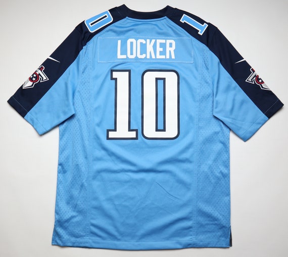 Tennessee Titans 10 Jake Locker NFL American Football Jersey Shirt Camiseta  Nike Men's Size M Medium Vintage Vtg Blue 