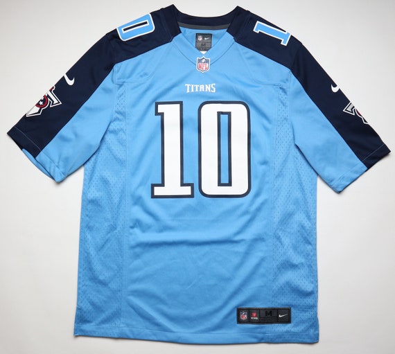 Tennessee Titans 10 Jake Locker NFL American Football Jersey Shirt Camiseta  Nike Men's Size M Medium Vintage Vtg Blue 