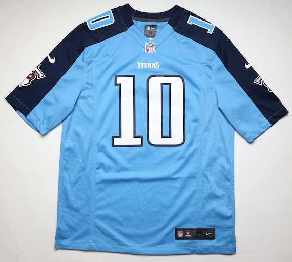 Tennessee Titans 10 Jake Locker NFL American Football Jersey Shirt Camiseta  Nike Men's Size M Medium Vintage Vtg Blue 