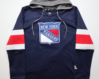 NHL New York Rangers 2017 Eishockey Hoodie Sweatshirt Adidas Blau Weiß Oberteil Herren Gr. XL extra large