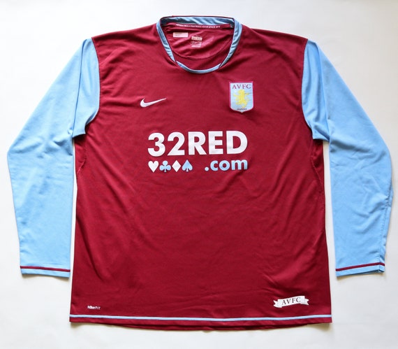 Aston Villa 2007 2008 Home Long Sleeve Football Shirt Soccer