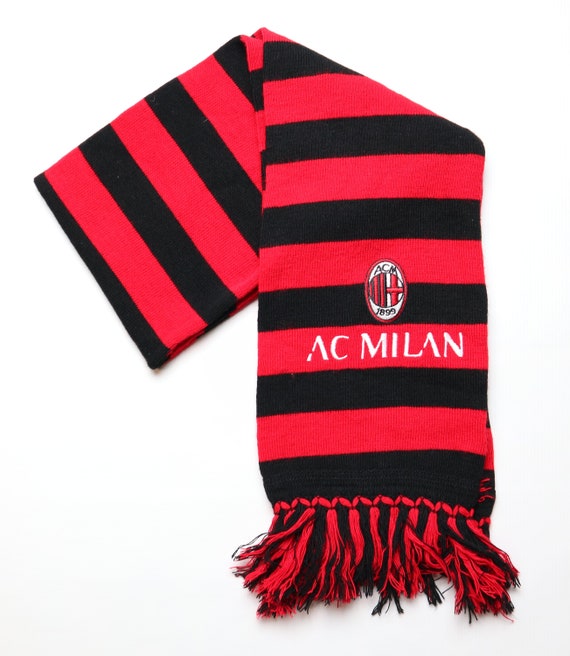 AC Milan Vintage Football Soccer Scarf Bufanda Sciarpa Rossoneri ACM 1899  Red Black Adult Mens Made in Italy 