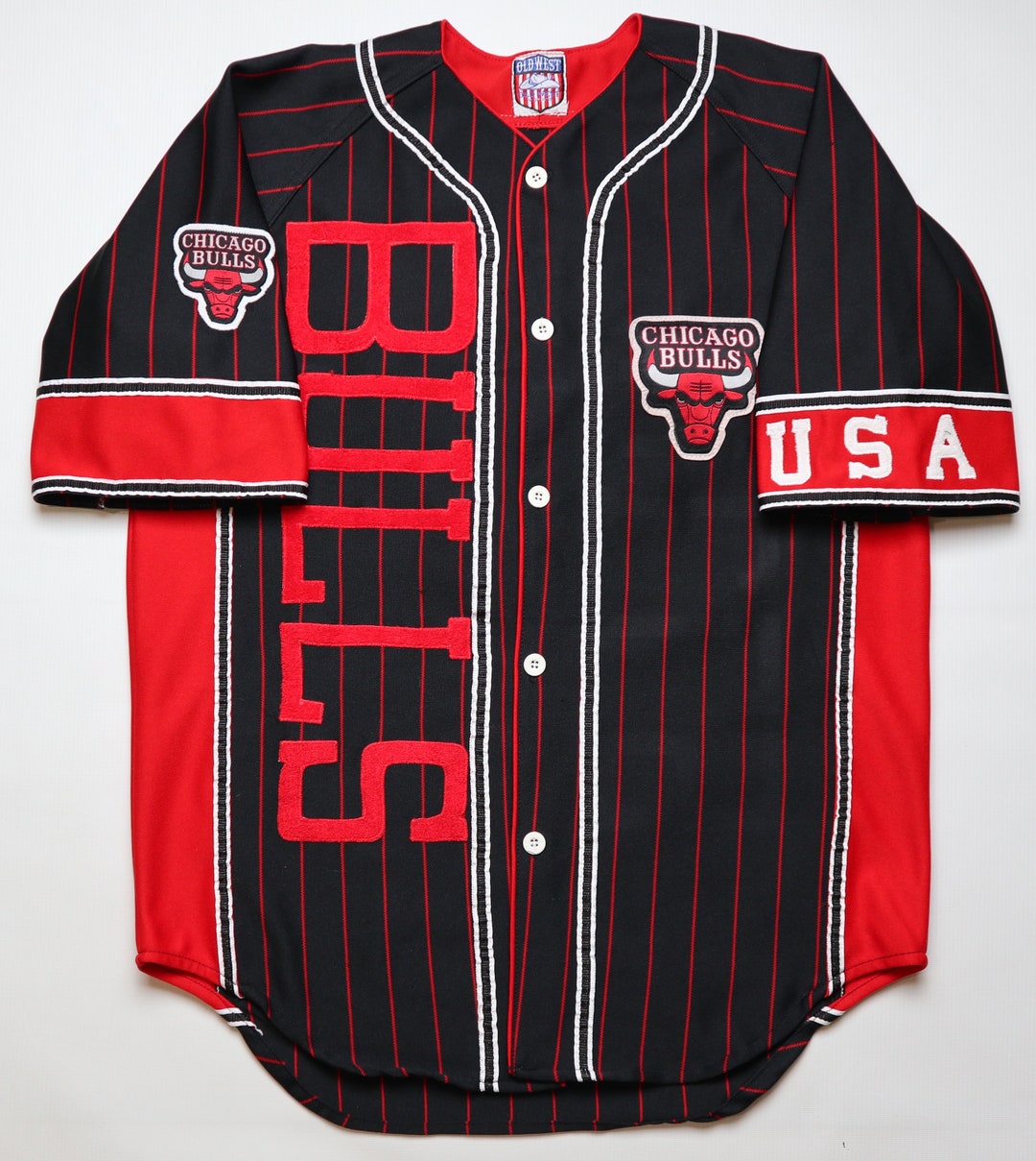 Chicago Bulls 90s Vintage Baseball Style Jersey Shirt Top Old Etsy