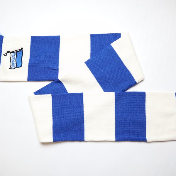 Hertha BSC Berlin Germany vintage football soccer scarf seal embroidered logo blue white adult men’s