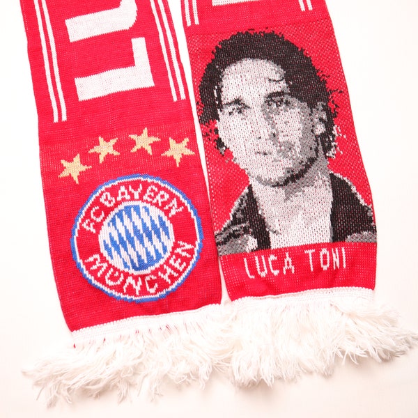 Bayern München #9 Luca Toni Fußball Schal Bufanda Herren unisex One Size rot Winter vtg Vintage Retro