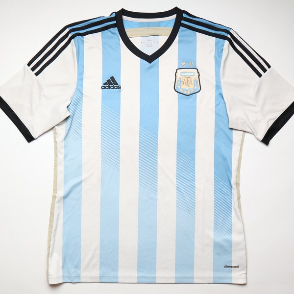 Argentina AFA 2013/2014 home football shirt soccer jersey Adidas white blue top adult men’s size L large camiseta trikot