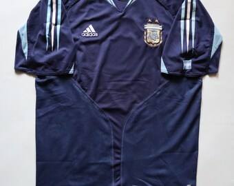 Argentina 2004/2005 vintage camiseta de fútbol visitante camiseta de fútbol Adidas AFA azul top adulto talla L grande camiseta trikot