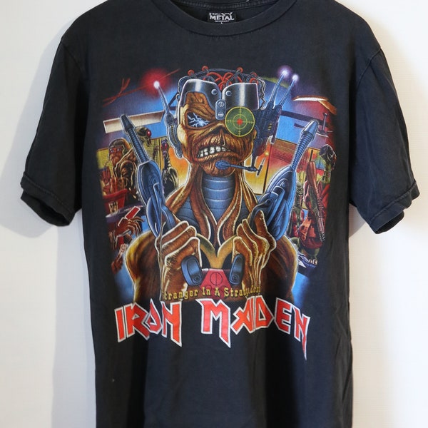 Iron Maiden Stranger in a Strange Land 1990er Jahre 90er Jahre Vintage Rock Grafik T-Shirt Jersey Shirt Heavy Metal Top Erwachsene Männer Größe L Large Camiseta