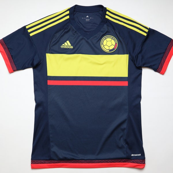 Colombia 2015/2016 away football shirt soccer jersey Adidas blue yellow top adult men’s size S small camiseta trikot kit