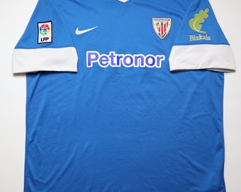 Athletic de Bilbao 2013/2014 camiseta de fútbol visitante camiseta de fútbol camiseta trikot Nike talla masculina 2XL XXL vintage vtg España azul