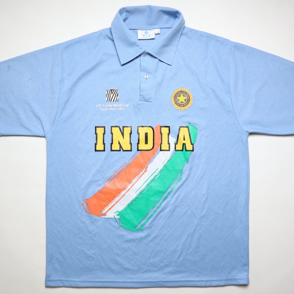 India ICC Cricket World Cup 2003 Sa South Africa vintage home shirt jersey camiseta WCS men's XL extra large vtg retro blue board of control