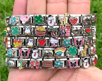 Italian Charm Bracelet, 18 Charms, Vintage Italian Charm