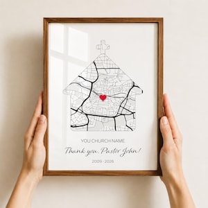 Pensioencadeau predikant, gepersonaliseerde print kerkkaart, cadeau dominee, cadeau minister pensioen, cadeau dominee