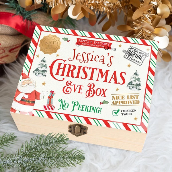 Personalized Cute Christmas Eve Box | Engraved Name Design | Christmas Bags Kids | Christmas Wish List | Holiday Gift Basket | Secret Santa.