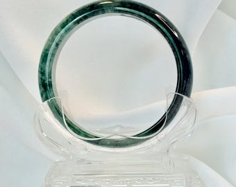 62.2MM Grade A Burmese Jadiete Bangle Half Wuji Half Dark Green