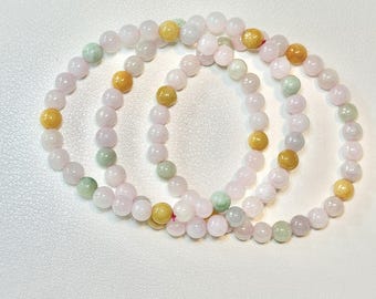 7mm Multicolor Pink Jade Bracelet