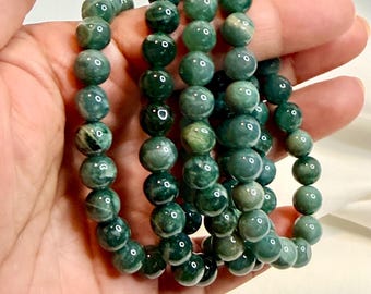 8mm Green multicolor Jade bead Bracelet