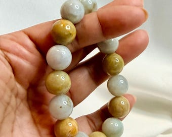 13mm Golden Sky Mulitcolor Yellow Blue bead Jade Bracelet