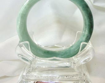 62.6MM Grade A Burmese Jadeite Bangle Icy Blue Green