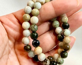 7mm Bamboo Mountain multicolor Jade bead Bracelet
