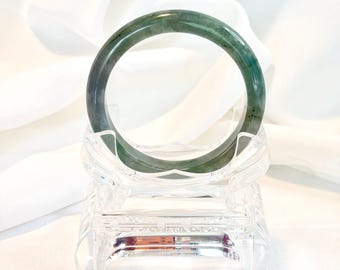 60.3MM Grade A Burmese Jadeite Bangle Watery Olive Green