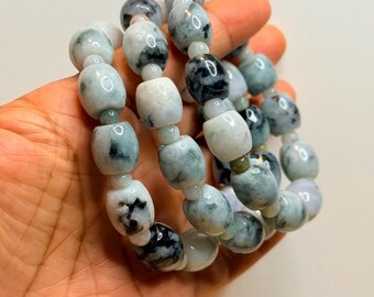 12.5mm Flower floating Lulu tong bead Jade Bracelet