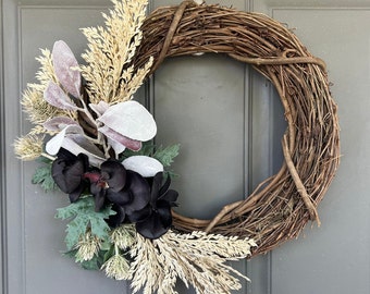 Moody Boho Wreath, front door wreath, mantel wreath, holiday gift