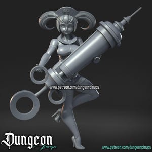 Thick Nurse pinup fantasy female miniature | Unpainted 3d printed in 12k resin Collectors and painters model by Dungeon Pinups 75mm scale