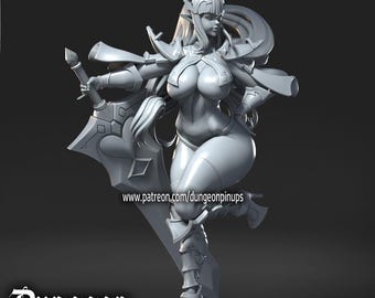Miniatura de Eryndra Ironleaf: Figura de resina de 12k sin pintar (escala 75 mm)